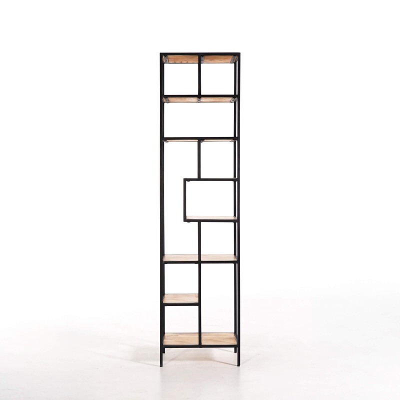 Industriële wandkast in zwart metaal en naturel hout 45 x 180 - Element