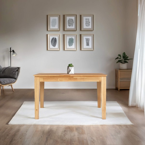 Rechthoekige eettafel in eikenhout 120 x 80 cm met verlengblad van 60 cm