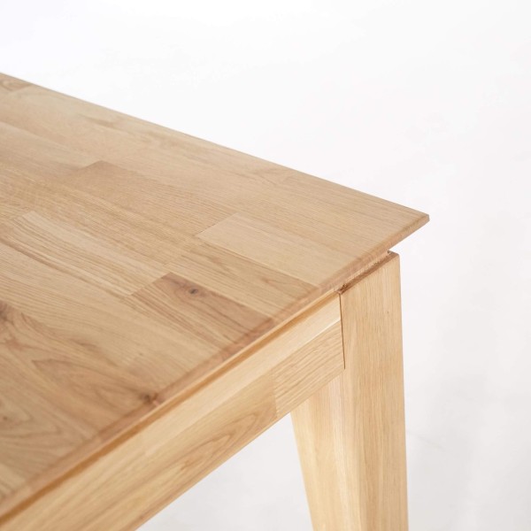 Rechthoekige eettafel in eikenhout 120 x 80 cm met verlengblad van 60 cm