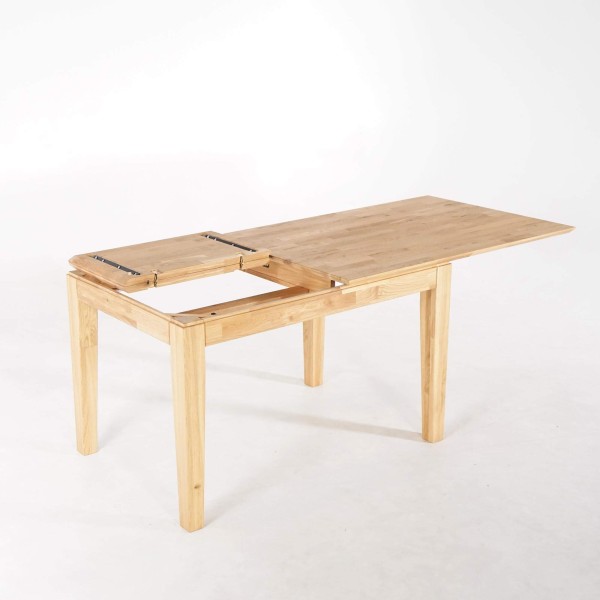 Rechthoekige eettafel in eikenhout 120 x 80 cm met verlengblad van 60 cm