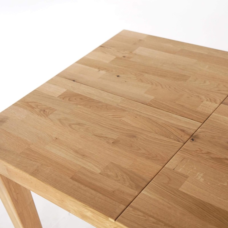 Rechthoekige eettafel in eikenhout 120 x 80 cm met verlengblad van 60 cm
