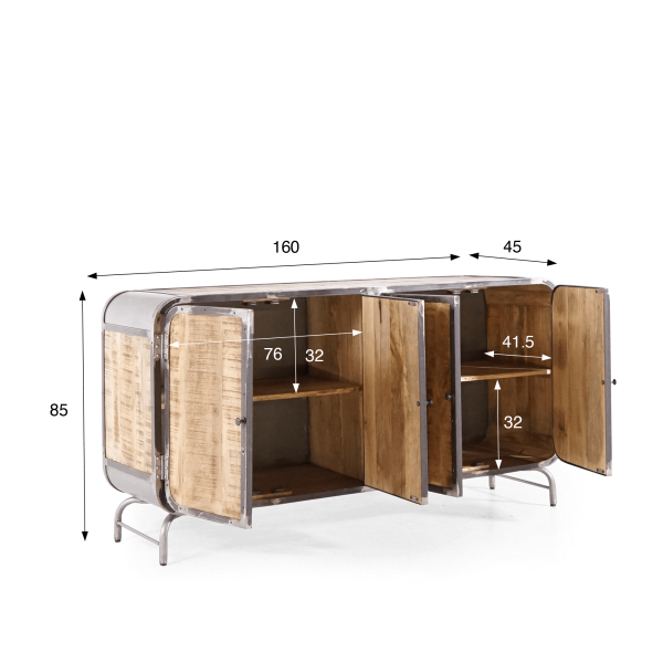 4 deurs industrieel dressoir Manchester