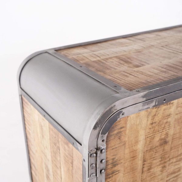 Industrieel dressoir in massief hout en metaal met 4 deuren - Manchester