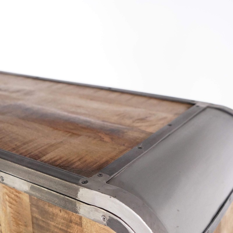 Industriële buffetkast in massief hout en metaal 100 cm - Manchester