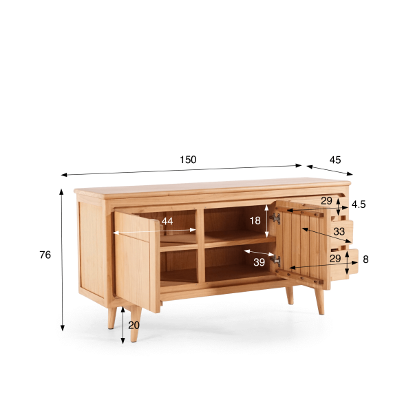 Buffet in massief hout 150 cm - Pragati