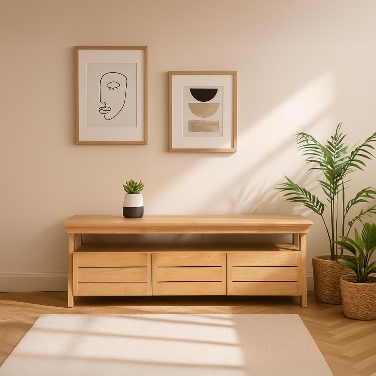 TV-meubel 150 cm in natuurlijk hout - Nandini