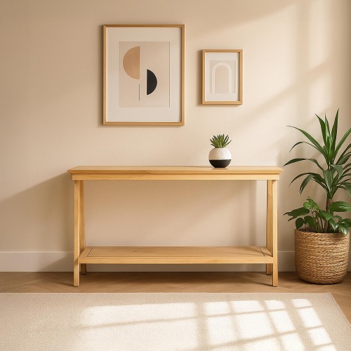 Console in natuurlijk hout...