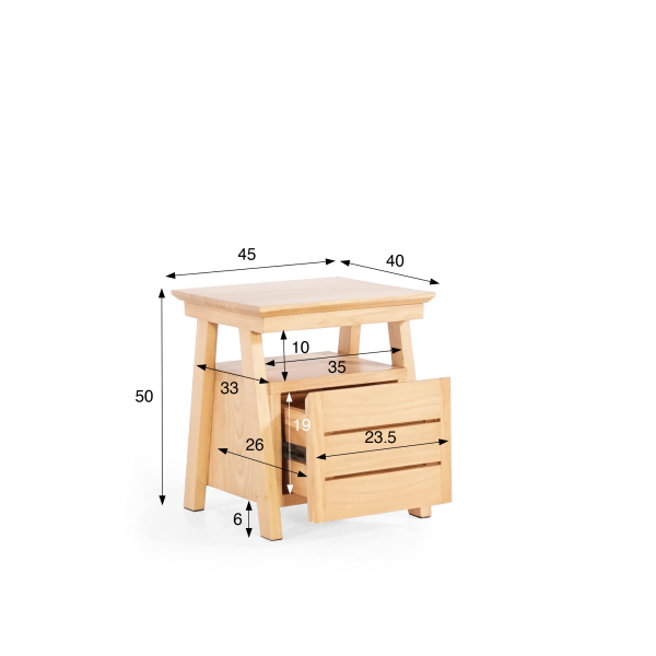 Nachtkastje in naturel hout – Nandini
