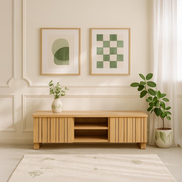 Tv-meubel in massief hout 135 cm - Satya