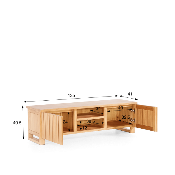 Tv-meubel in massief hout 135 cm - Satya