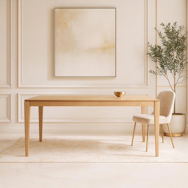 Eettafel in eikenhout 200 x 100 cm met verlengblad van 85 cm