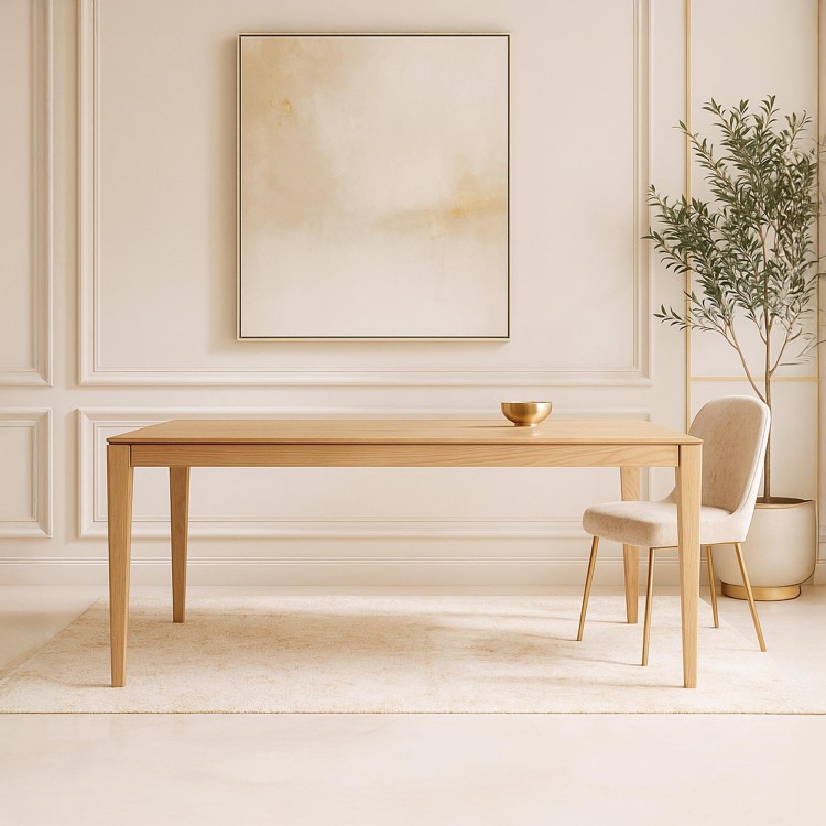 Eettafel in eikenhout 200 x 100 cm met verlengblad van 85 cm