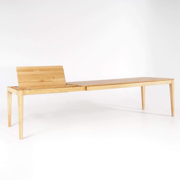 Eettafel in eikenhout 200 x 100 cm met verlengblad van 85 cm