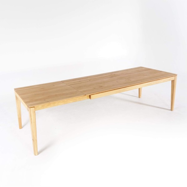 Eettafel in eikenhout 200 x 100 cm met verlengblad van 85 cm