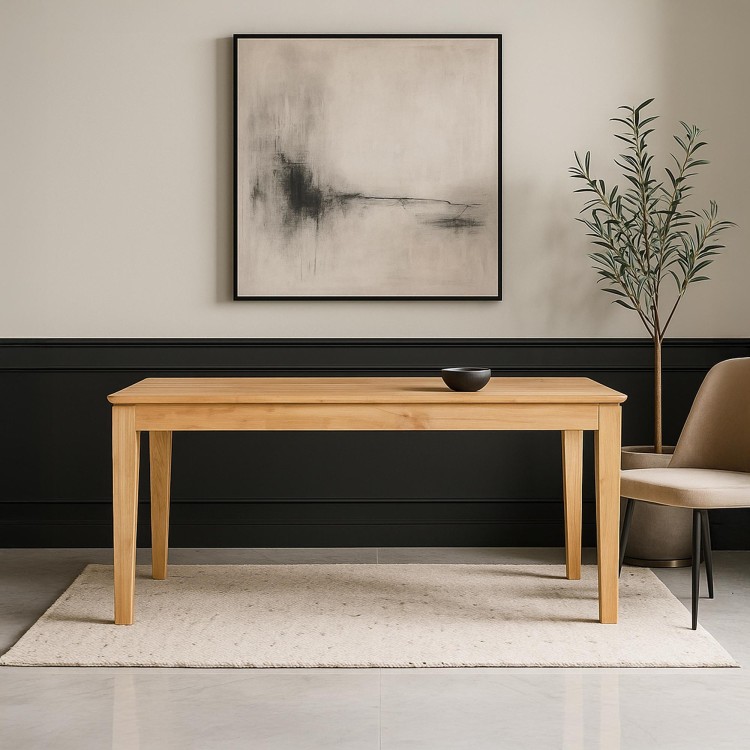 Eettafel rechthoekig in eikenhout 180 x 90 cm met verlengblad van 60 cm