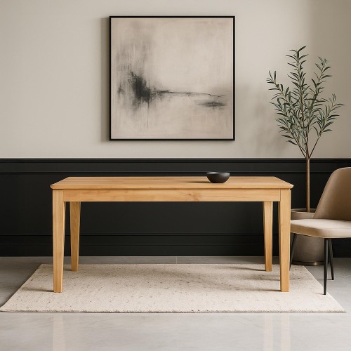 Eettafel rechthoekig in eikenhout 180 x 90 cm met verlengblad van 60 cm