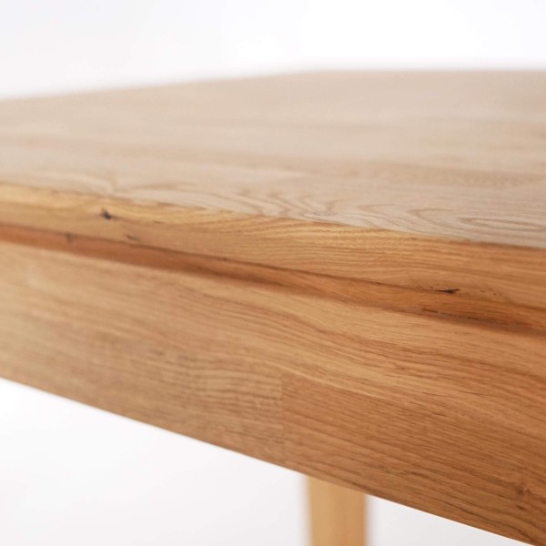 Eettafel rechthoekig in eikenhout 180 x 90 cm met verlengblad van 60 cm