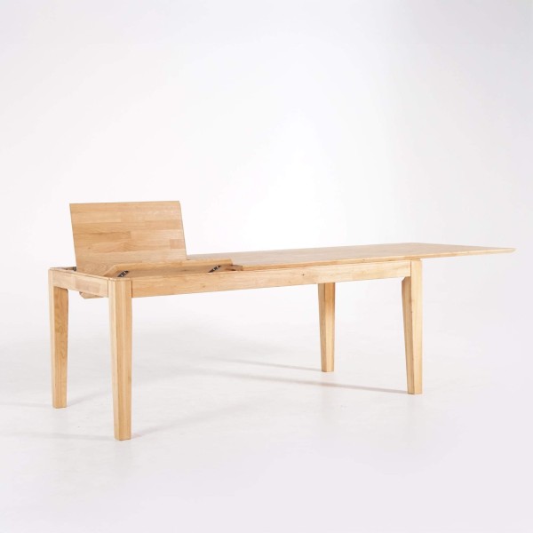Eettafel rechthoekig in eikenhout 180 x 90 cm met verlengblad van 60 cm