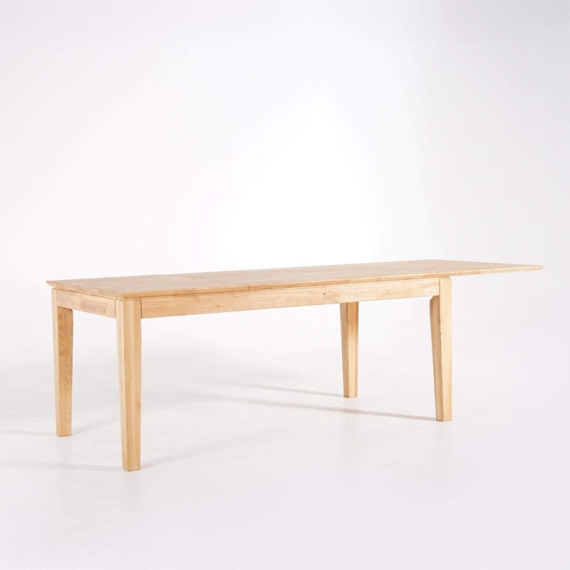 Eettafel rechthoekig in eikenhout 180 x 90 cm met verlengblad van 60 cm