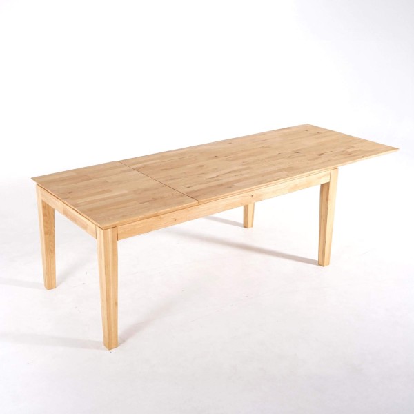 Eettafel rechthoekig in eikenhout 180 x 90 cm met verlengblad van 60 cm