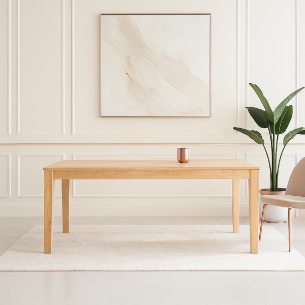 Eettafel in eikenhout 180 x 90 cm met verlengstukken van 2 x 50 cm