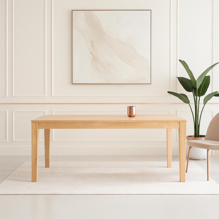 Eettafel in eikenhout 180 x 90 cm met verlengstukken van 2 x 50 cm