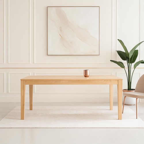 Eettafel in eikenhout 180 x 90 cm met verlengstukken van 2 x 50 cm