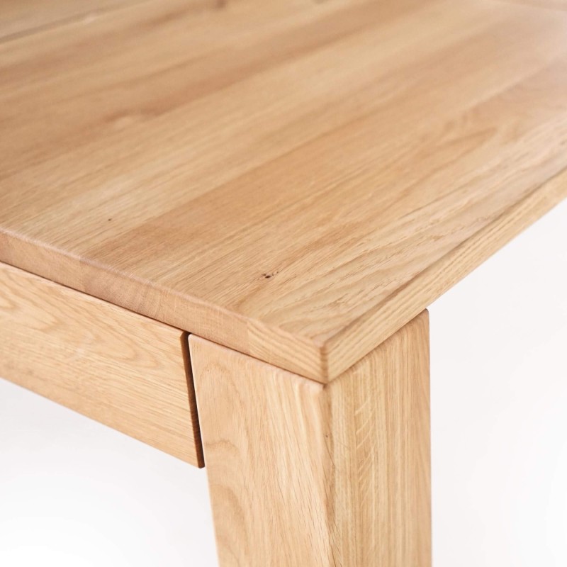 Eettafel in eikenhout 180 x 90 cm met verlengstukken van 2 x 50 cm