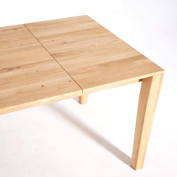 Eettafel in eikenhout 180 x 90 cm met verlengstukken van 2 x 50 cm