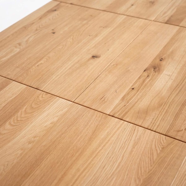 Eettafel in eikenhout 180 x 90 cm met verlengstukken van 2 x 50 cm
