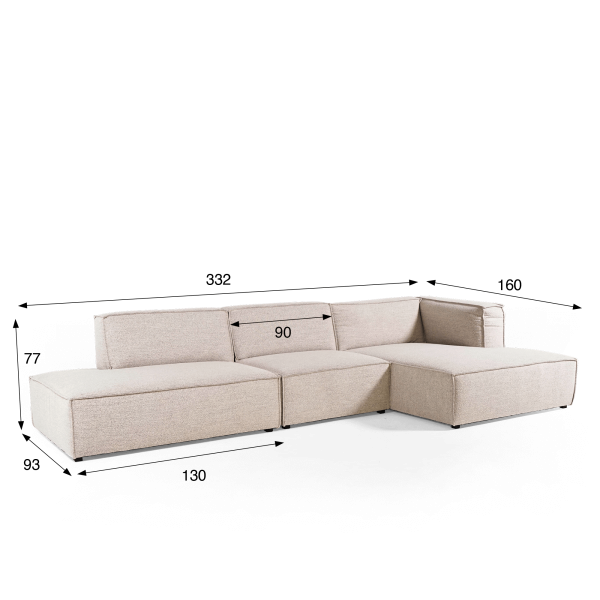 3,5-zitsbank met rechterlongchair – Isla