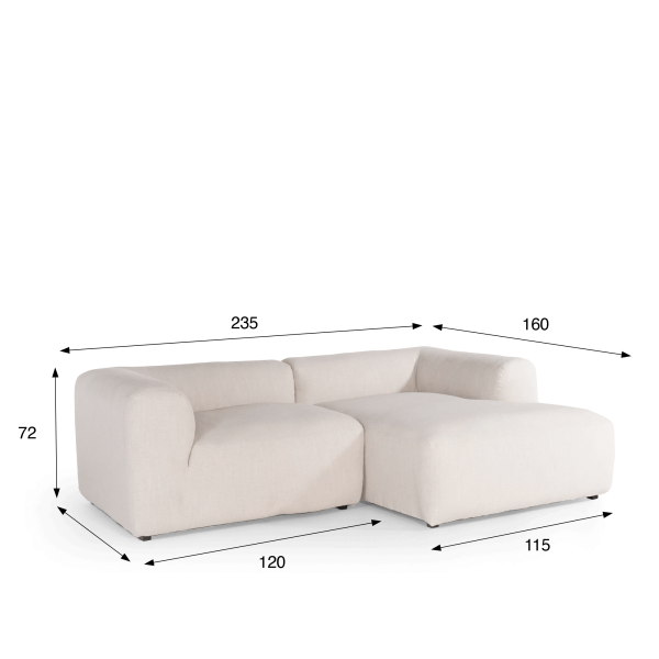 Sofa met rechter méridienne 2-zits – Odea