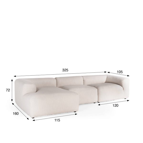 Sofa met linkse méridienne, 3-zits – Odea