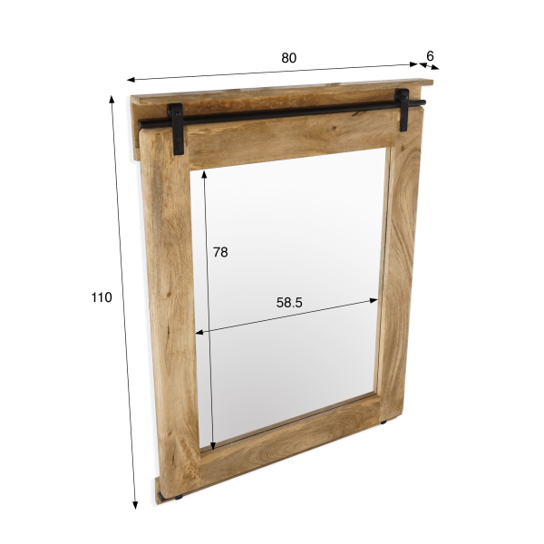 Badkamerspiegel in hout en metaal 80 cm - Paris