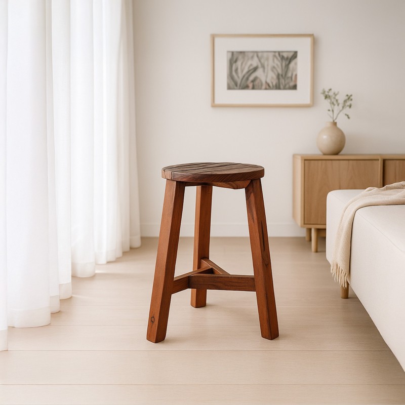 Antiek teruggewonnen houten krukje - Reborn