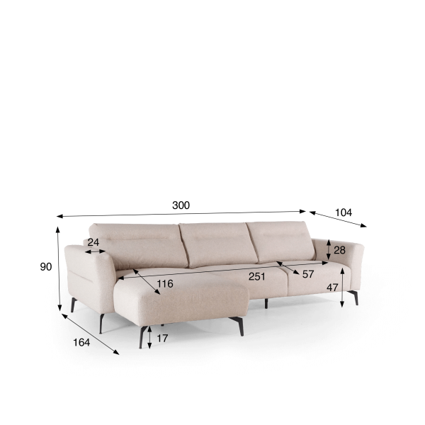 Hoeksalon 4-zits met linkerlongchair – Nara