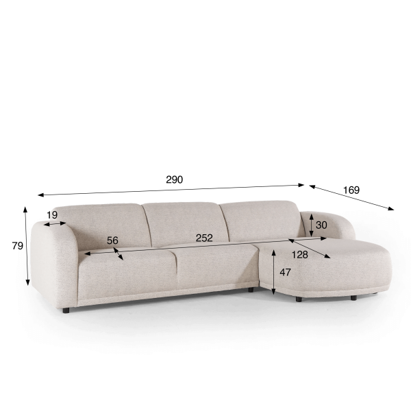 Hoekzetel 4-zits met rechterlongchair – Syra