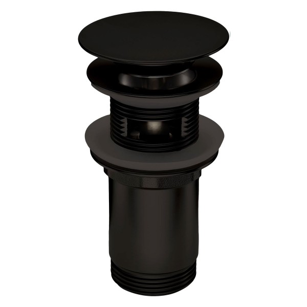 Universele ronde clic clac wastafelafvoer met metalen huls, nero