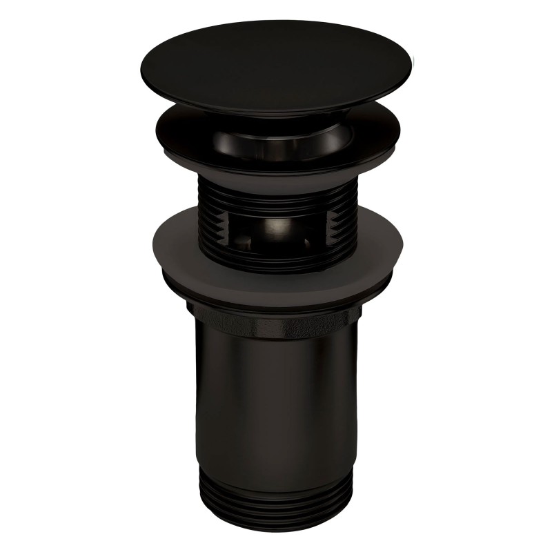 Universele ronde clic clac wastafelafvoer met metalen huls, nero