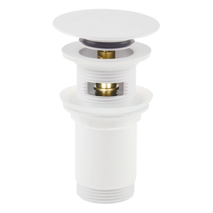 Universele klik-klak wastafelafvoer met metalen huls, bianco