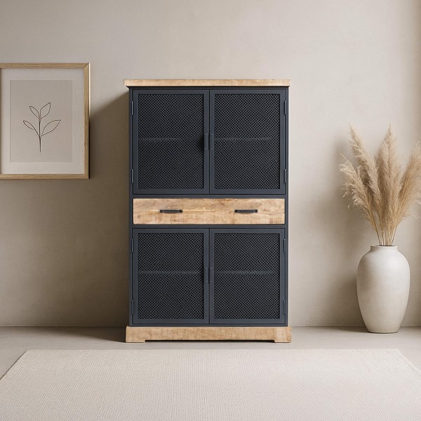 Opbergkast in metaal en hout 100 cm - Cambridge