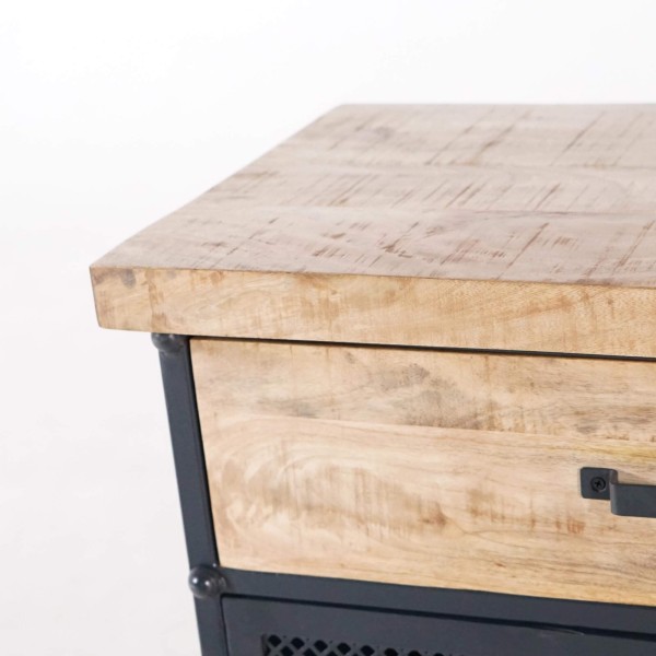 Klein industrieel dressoir in metaal en hout - Cambridge