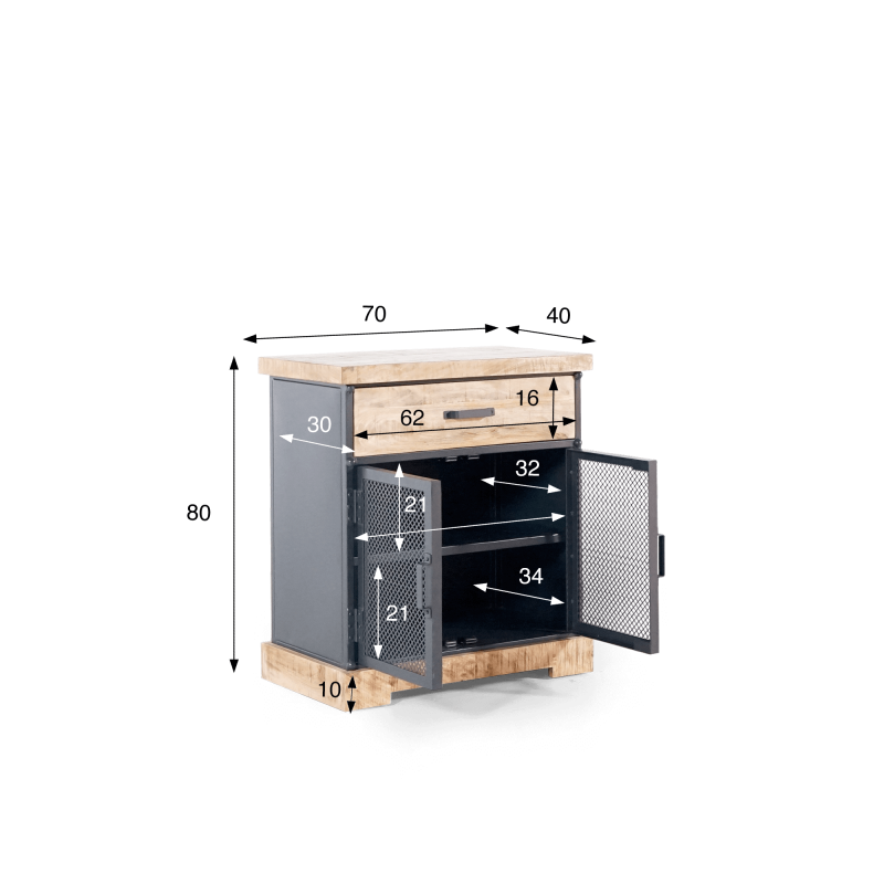 Klein industrieel dressoir in metaal en hout - Cambridge Klein industrieel dressoir in metaal en hout - Cambridge