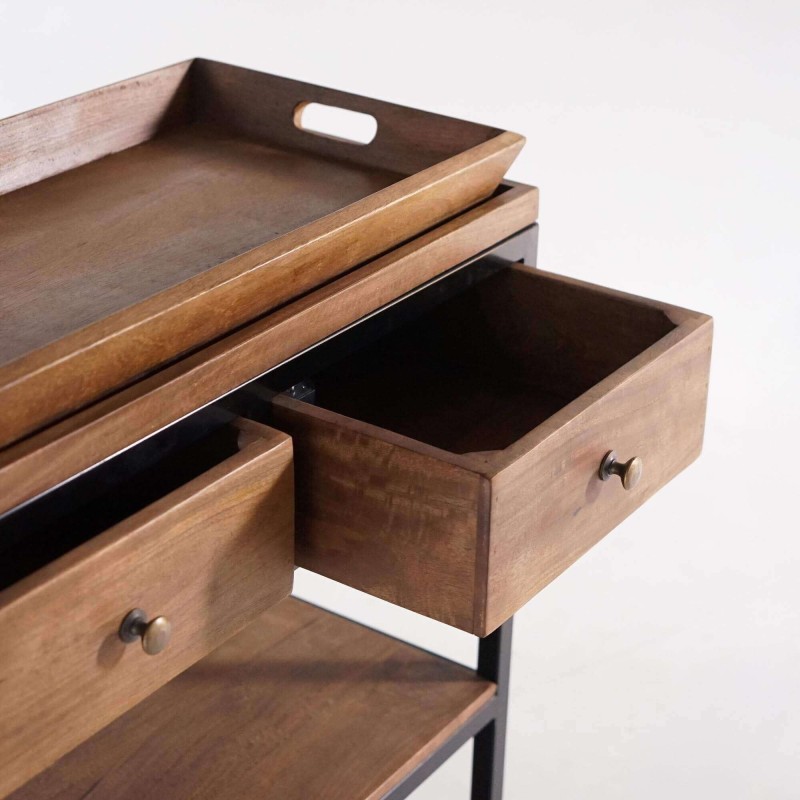 Console in natuurlijk hout en metalen poten – Modula Console in natuurlijk hout en metalen poten – Modula