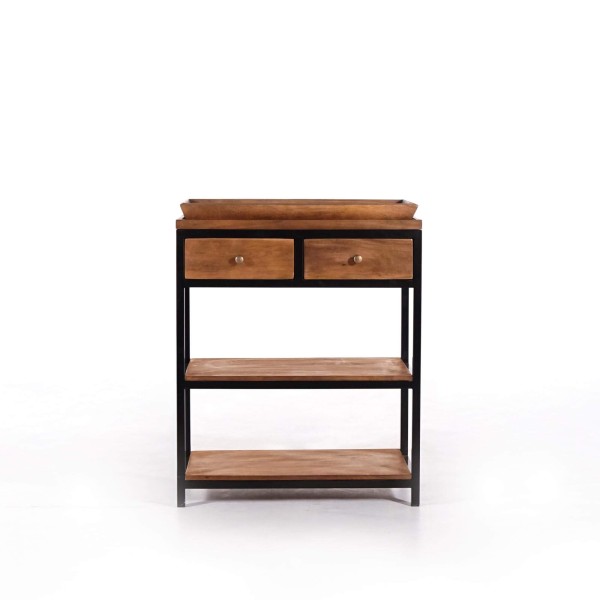 Console in natuurlijk hout en metalen poten – Modula