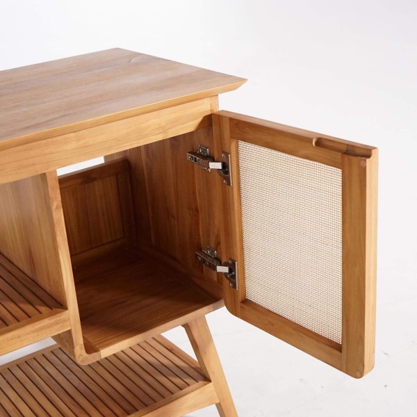 Badmeubel in massief teakhout met enkele wasbak 80 cm – Kalindi