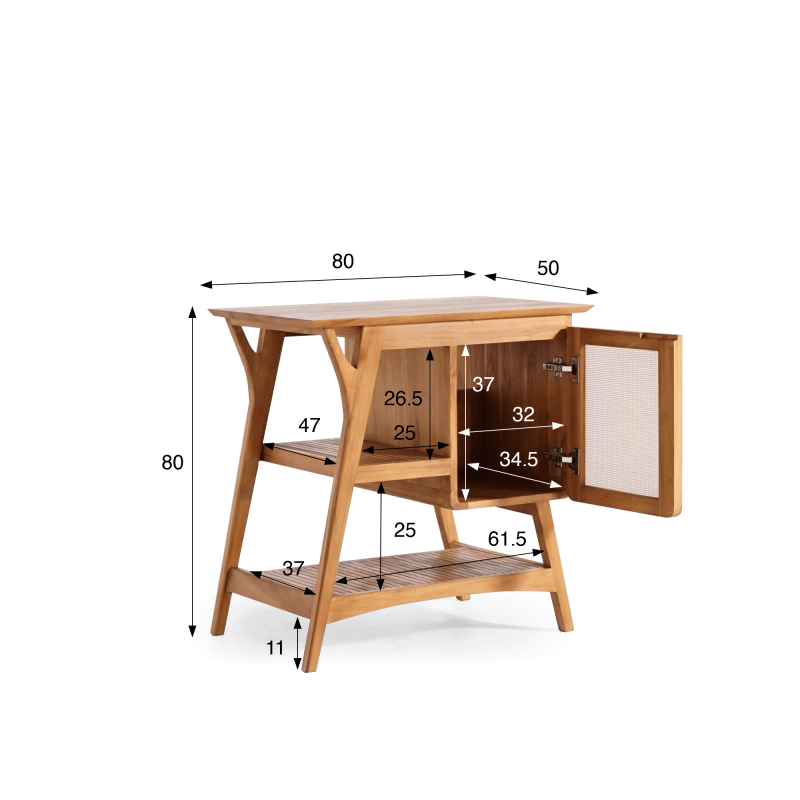 Badmeubel in massief teakhout met enkele wasbak 80 cm – Kalindi Badmeubel in massief teakhout met enkele wasbak 80 cm – Kalindi