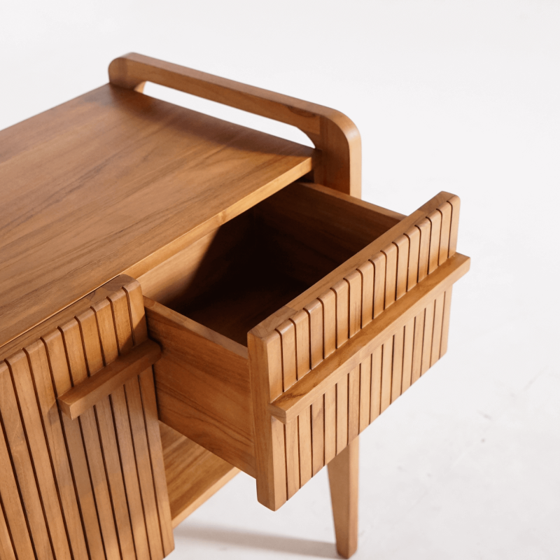 Badmeubel in massief teakhout met enkele wasbak 80 cm – Devika Badmeubel in massief teakhout met enkele wasbak 80 cm – Devika