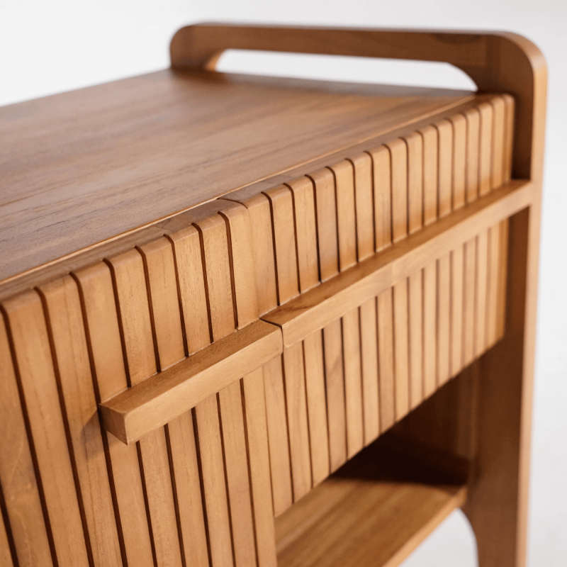 Badmeubel in massief teakhout met enkele wasbak 80 cm – Devika Badmeubel in massief teakhout met enkele wasbak 80 cm – Devika