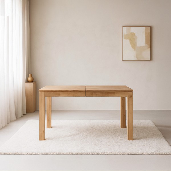 Eettafel in eikenhout 140 x 90 cm met 2 verlengstukken van 40 cm